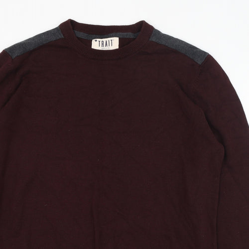 BHS Mens Red Round Neck  Cotton Pullover Jumper Size M