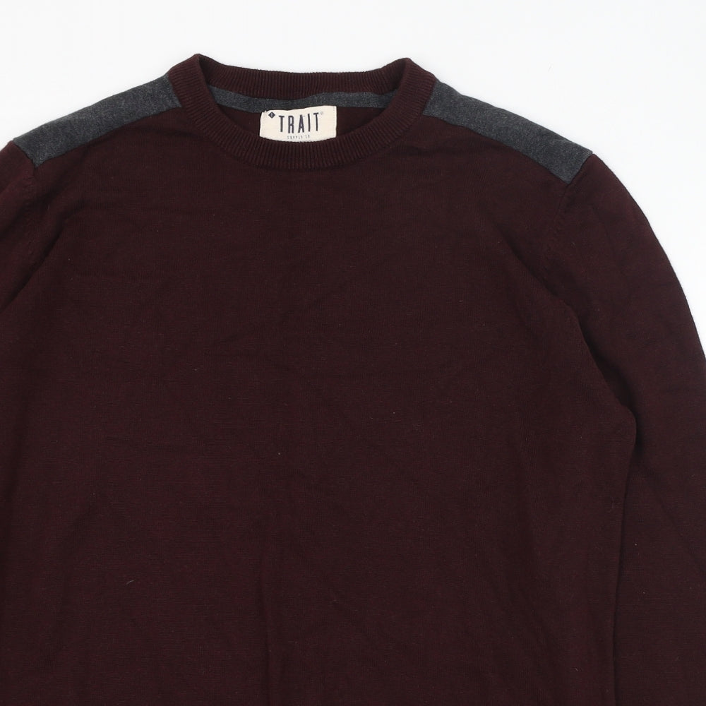 BHS Mens Red Round Neck  Cotton Pullover Jumper Size M