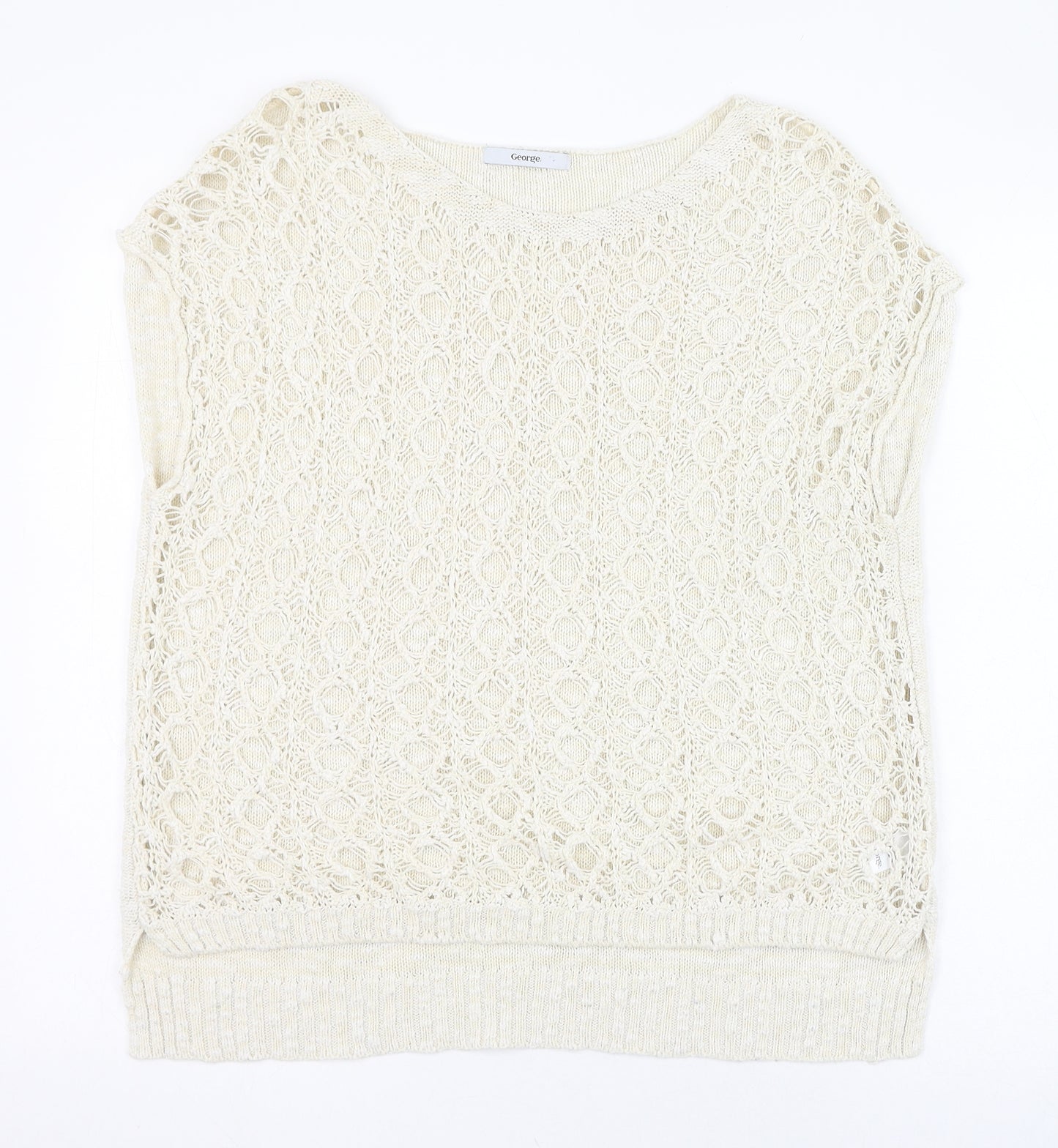 George Womens Ivory Round Neck  Cotton Pullover Jumper Size 10
