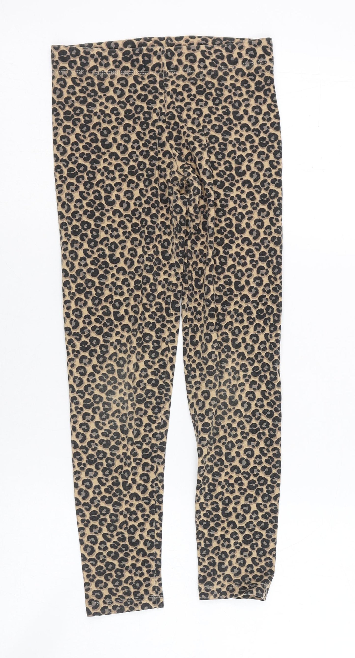 Marks and Spencer Girls Brown Animal Print Cotton Jogger Trousers Size 9-10 Years  Regular  - Leggings, Leopard