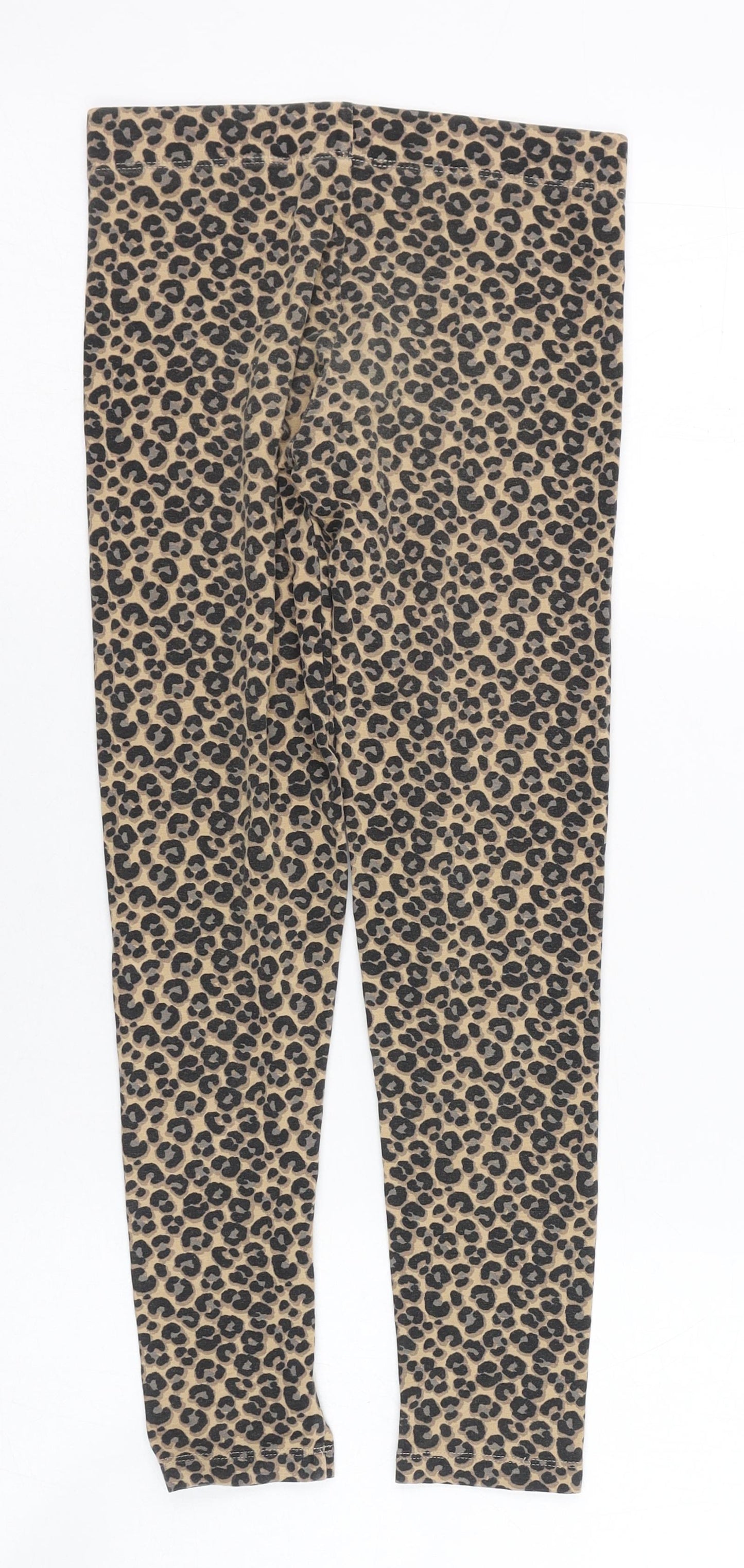 Marks and Spencer Girls Brown Animal Print Cotton Jogger Trousers Size 9-10 Years  Regular  - Leggings, Leopard