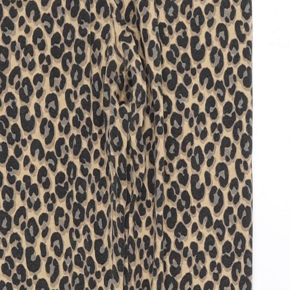 Marks and Spencer Girls Brown Animal Print Cotton Jogger Trousers Size 9-10 Years  Regular  - Leggings, Leopard