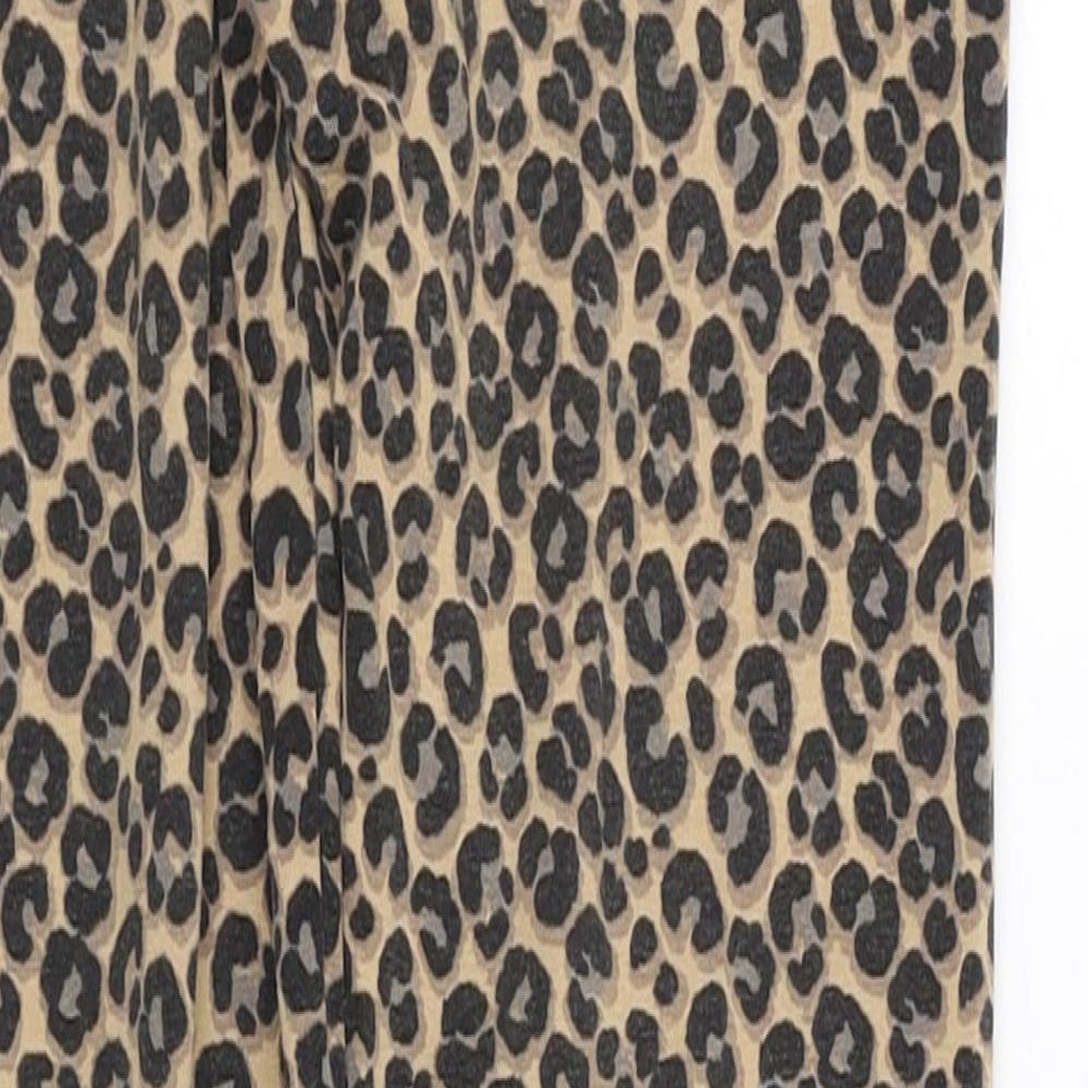 Marks and Spencer Girls Brown Animal Print Cotton Jogger Trousers Size 9-10 Years  Regular  - Leggings, Leopard