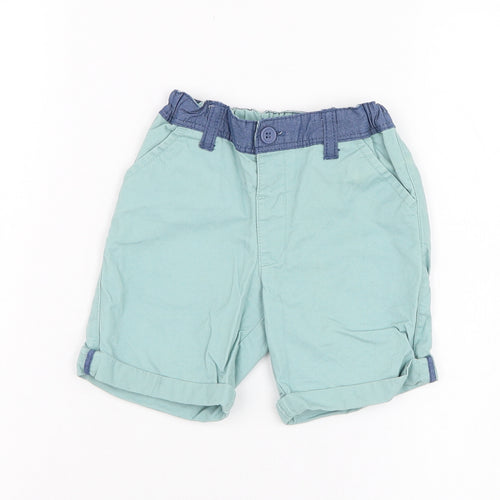Matalan Boys Green  Cotton Cropped Trousers Size 18-24 Months  Button