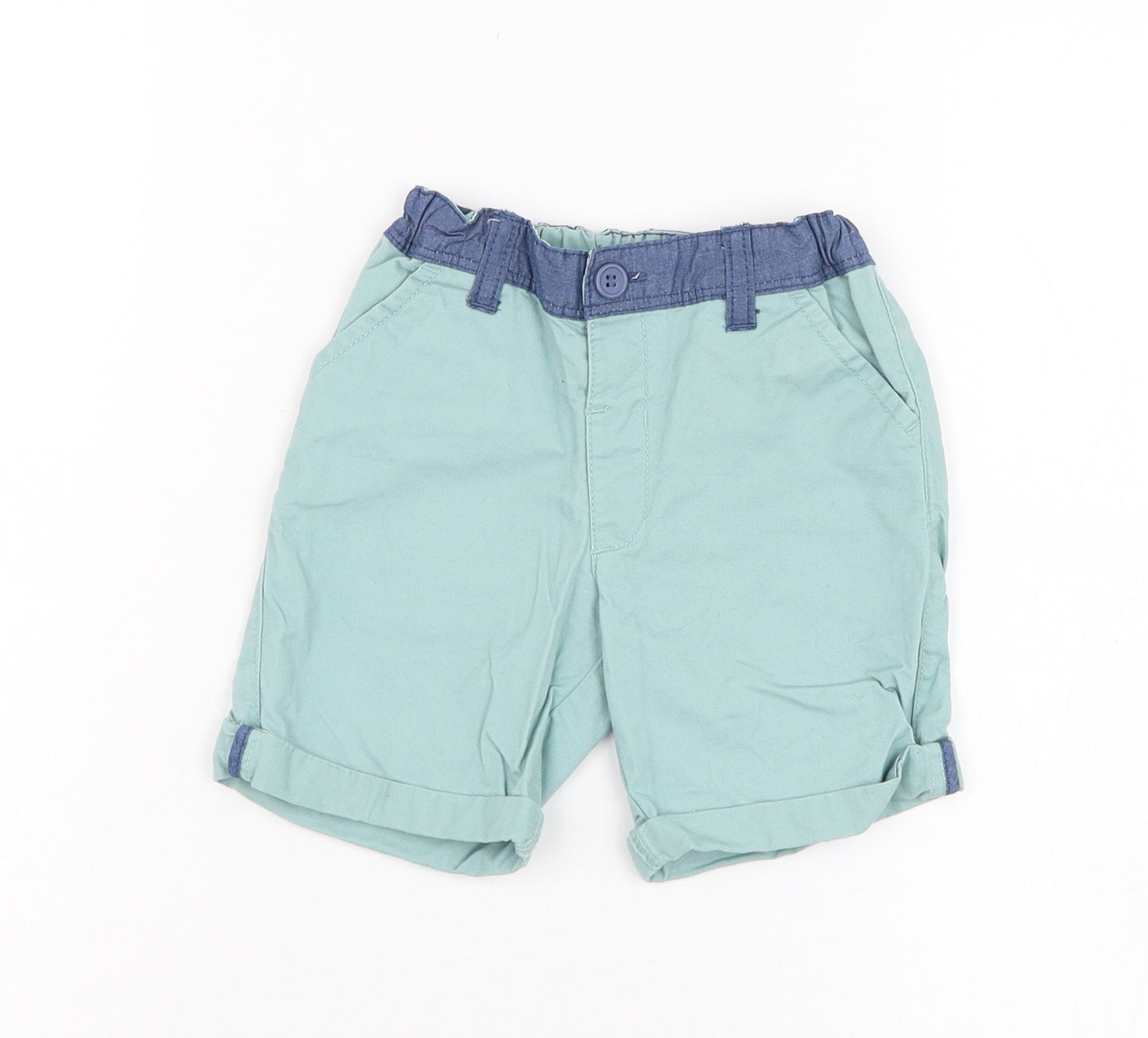 Matalan Boys Green  Cotton Cropped Trousers Size 18-24 Months  Button