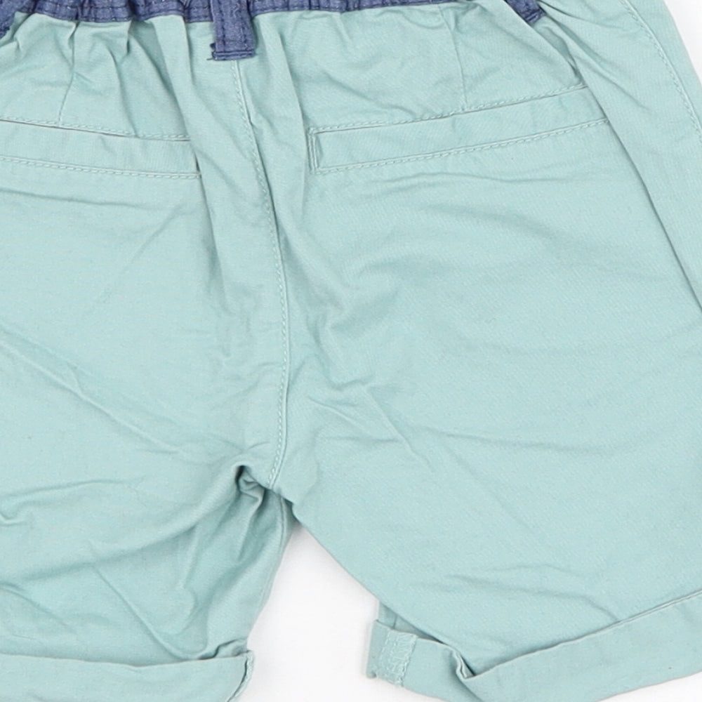 Matalan Boys Green  Cotton Cropped Trousers Size 18-24 Months  Button