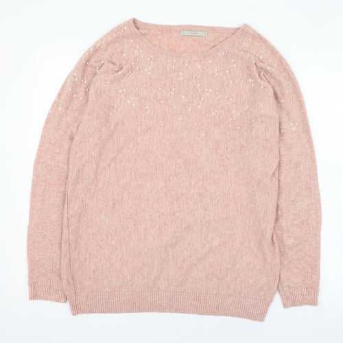 George Womens Pink Round Neck  Nylon Pullover Jumper Size 10