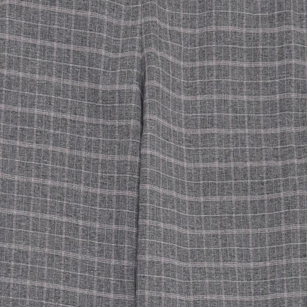 NEXT Womens Grey Check Polyester Trousers  Size 10 L26 in Regular Zip
