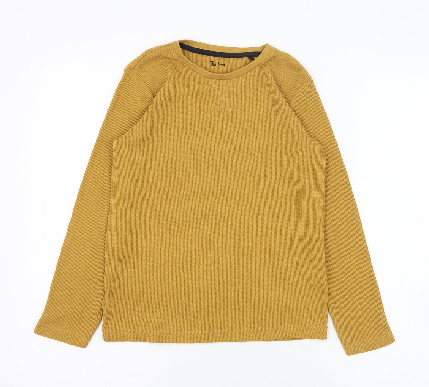 TU Boys Orange  Cotton Basic T-Shirt Size 9 Years Round Neck Pullover