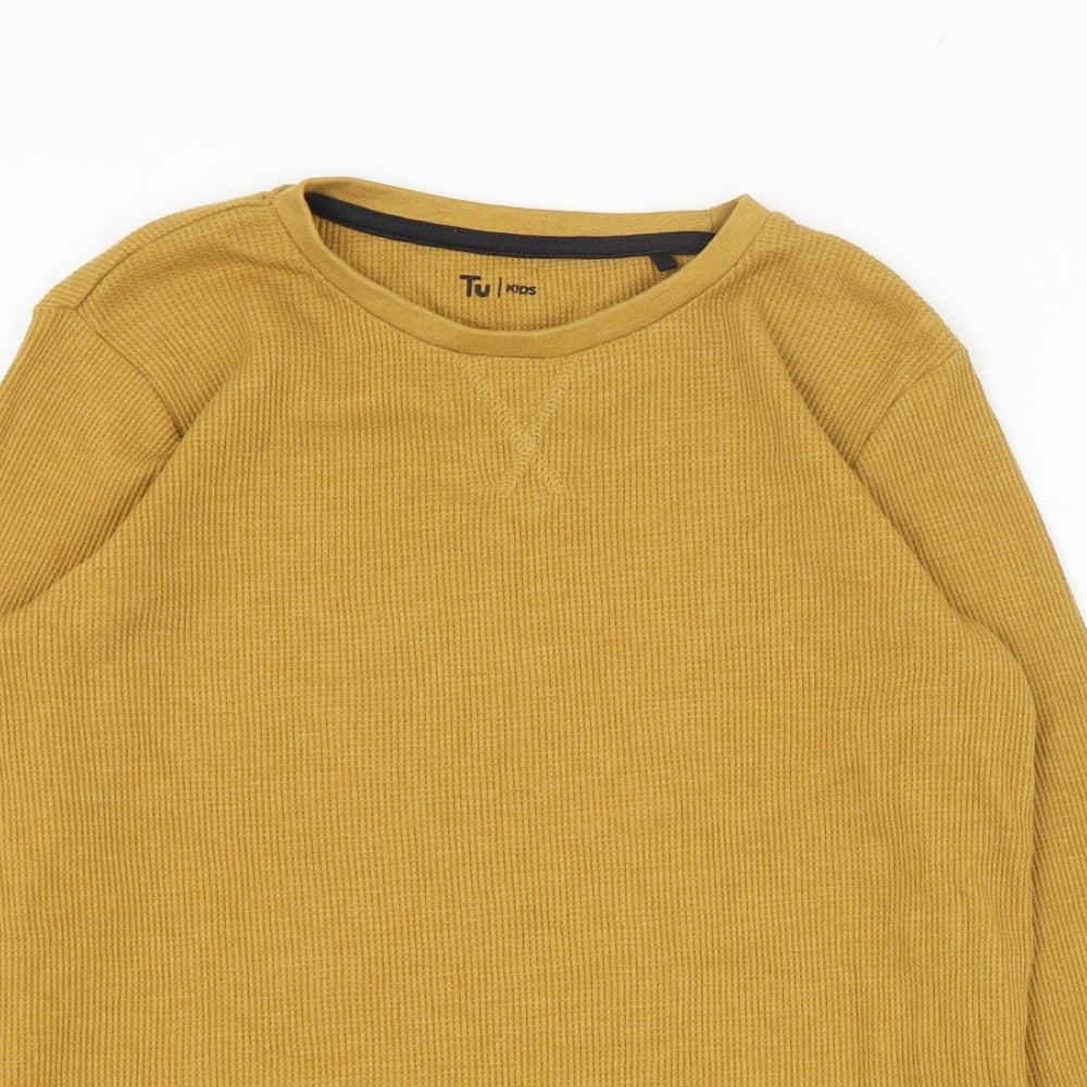 TU Boys Orange  Cotton Basic T-Shirt Size 9 Years Round Neck Pullover