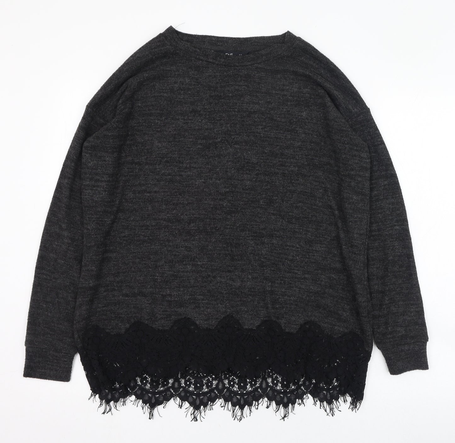 F&F Womens Black Round Neck  Polyester Pullover Jumper Size 10