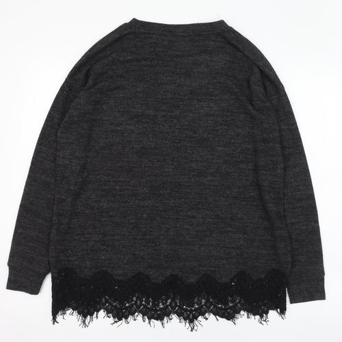 F&F Womens Black Round Neck  Polyester Pullover Jumper Size 10