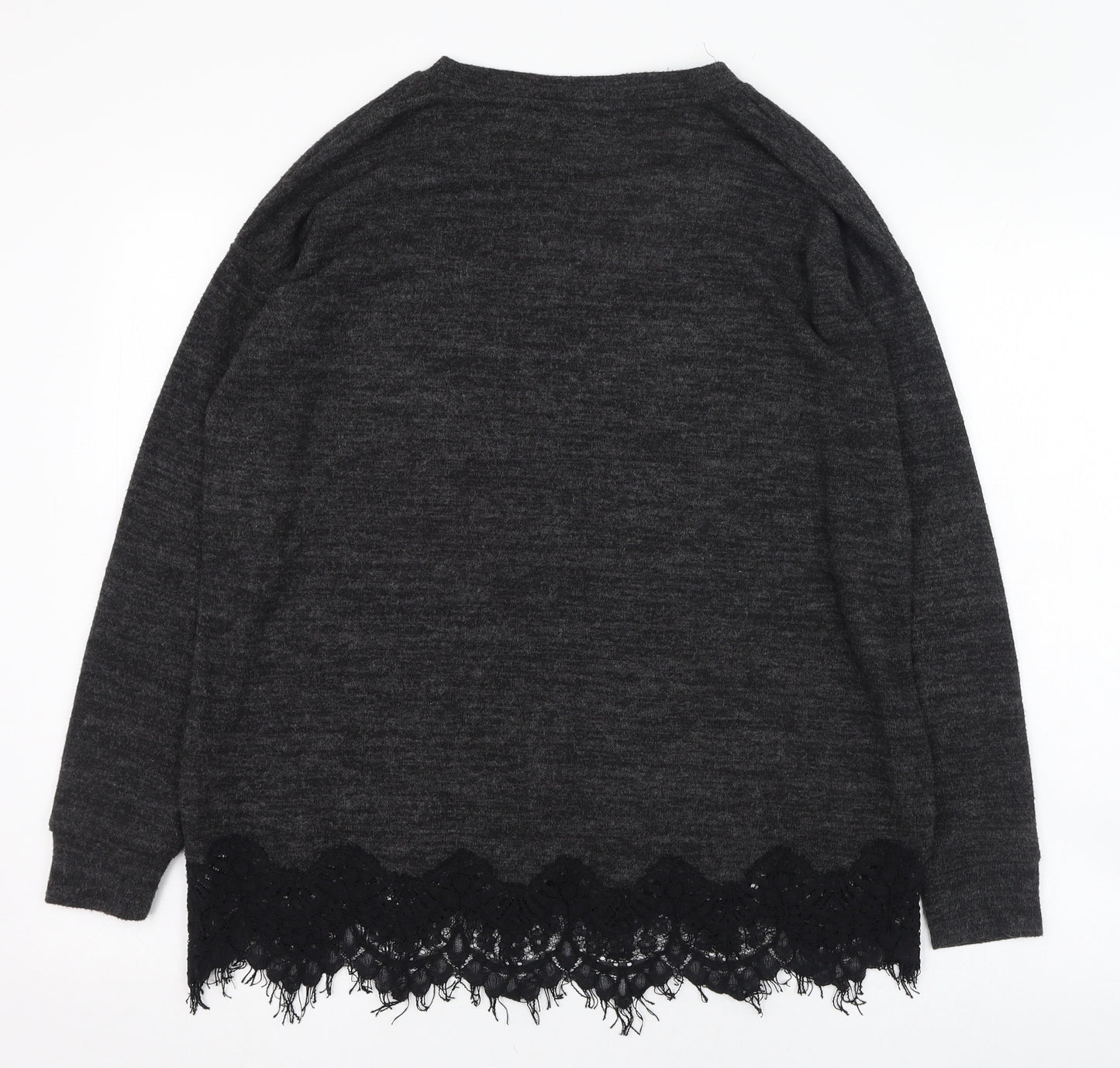F&F Womens Black Round Neck  Polyester Pullover Jumper Size 10