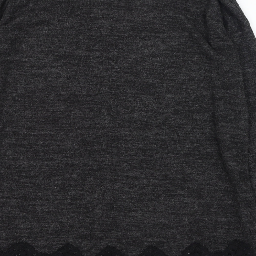 F&F Womens Black Round Neck  Polyester Pullover Jumper Size 10