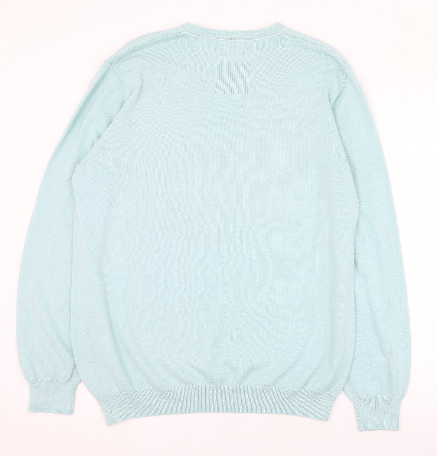 Jeff Banks Mens Blue V-Neck  Cotton Pullover Jumper Size L