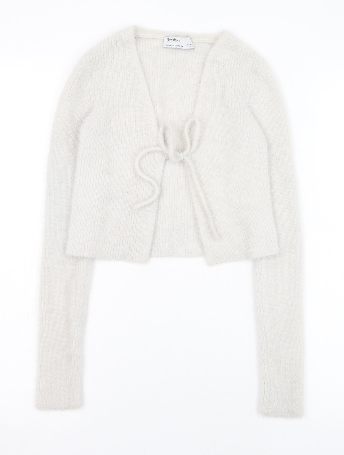 Bershka Womens Ivory Square Neck  Polyamide Cardigan Jumper Size 4