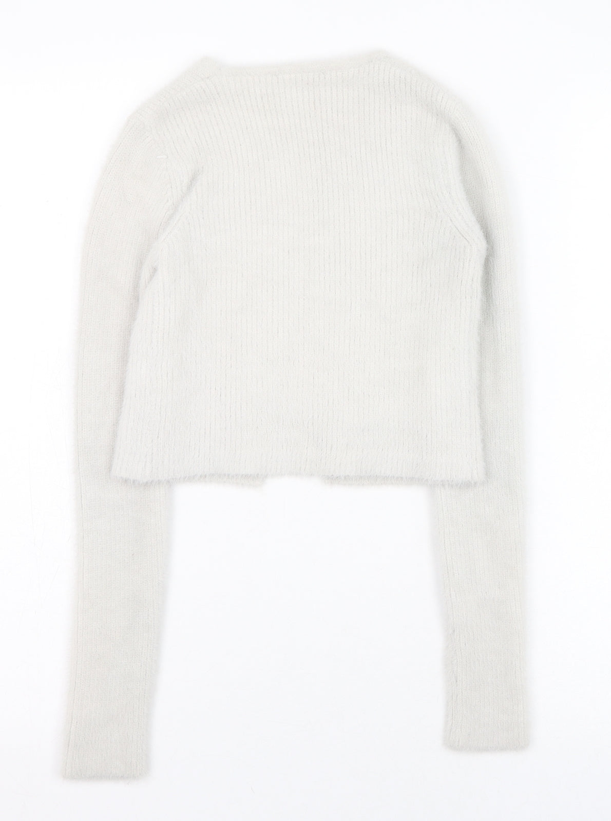 Bershka Womens Ivory Square Neck  Polyamide Cardigan Jumper Size 4