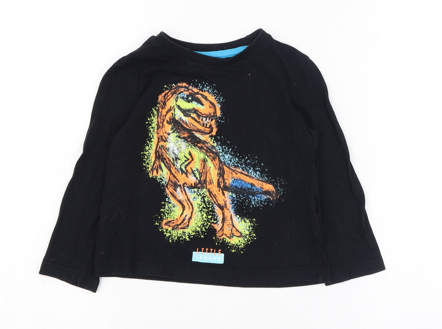 Studio Boys Black  Cotton Basic T-Shirt Size 3-4 Years Round Neck Pullover - Dinosaur