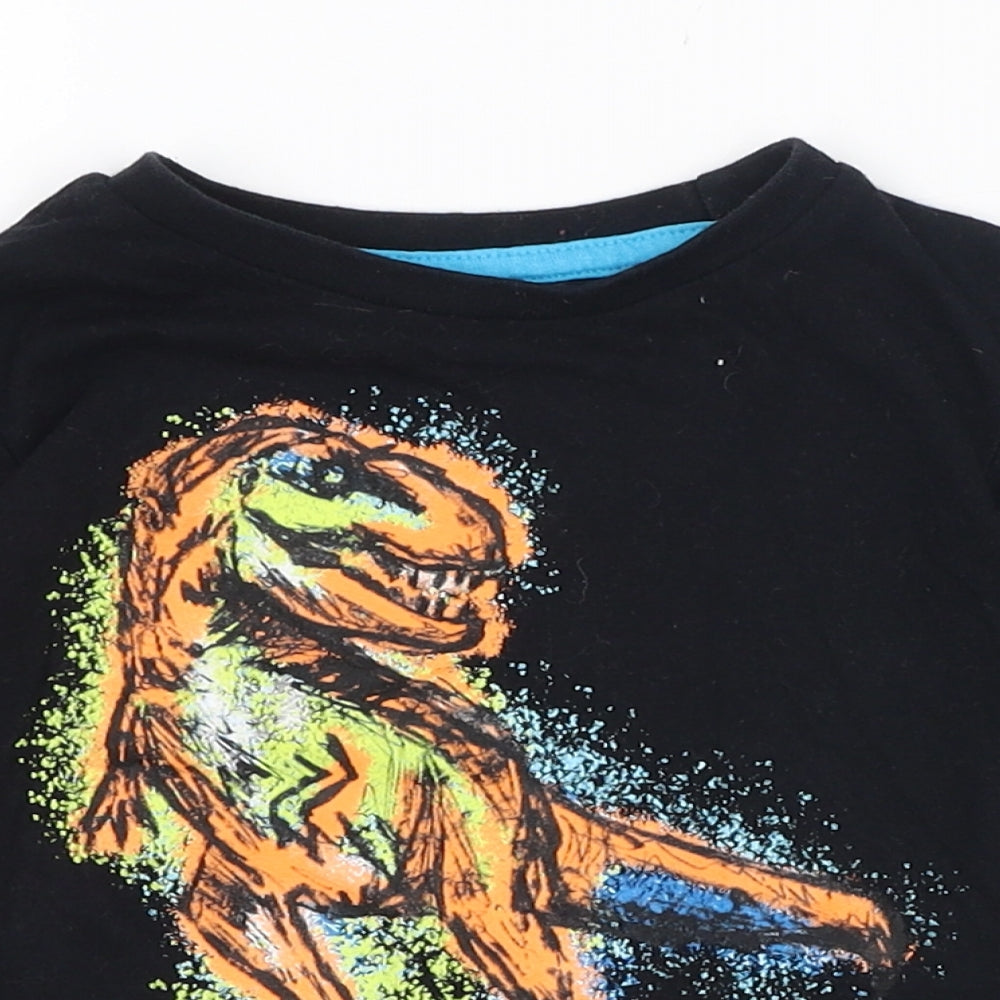 Studio Boys Black  Cotton Basic T-Shirt Size 3-4 Years Round Neck Pullover - Dinosaur