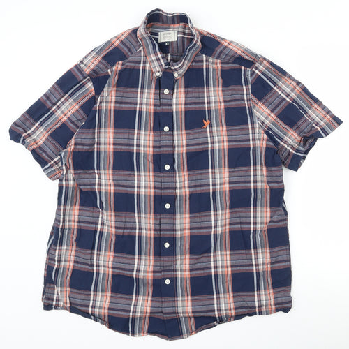George Mens Multicoloured Plaid Cotton  Button-Up Size XL Collared Button