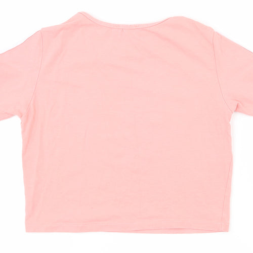 Aylin Girls Pink  Polyester Basic T-Shirt Size XL Round Neck Pullover - Cropped