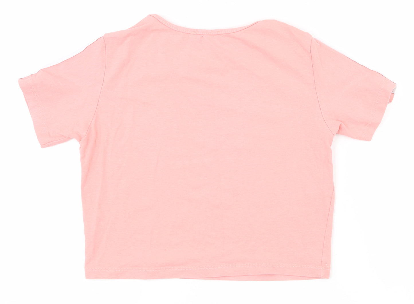 Aylin Girls Pink  Polyester Basic T-Shirt Size XL Round Neck Pullover - Cropped