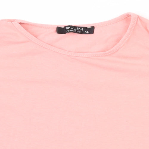 Aylin Girls Pink  Polyester Basic T-Shirt Size XL Round Neck Pullover - Cropped