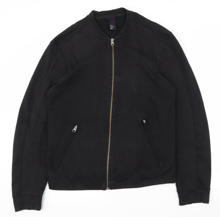 H&M Womens Black Cotton Full Zip Sweatshirt Size S Zip