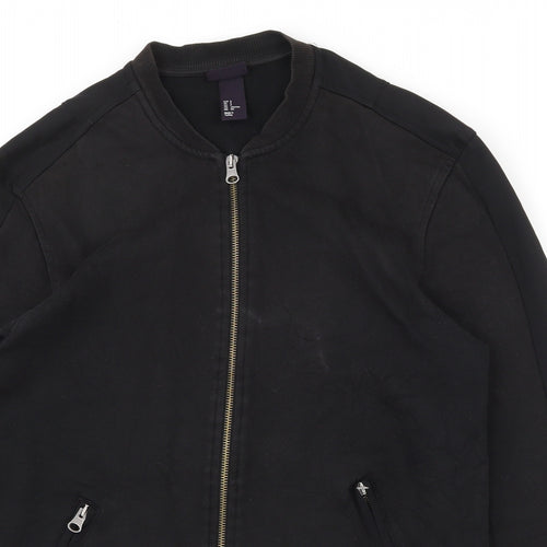H&M Womens Black  Cotton Full Zip Sweatshirt Size S  Zip