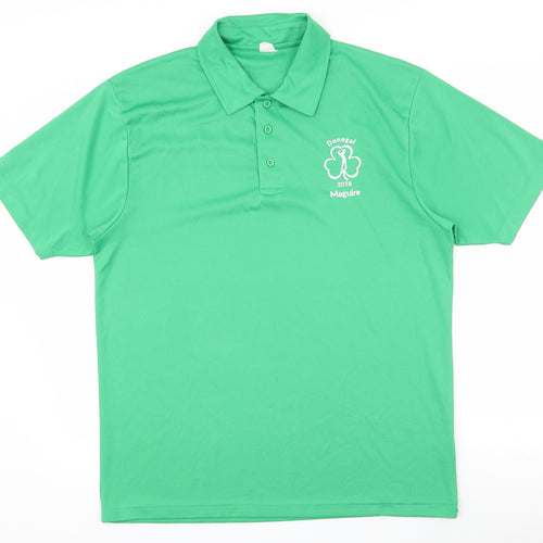Awdis Mens Green  100% Polyester  Polo Size L Collared Pullover