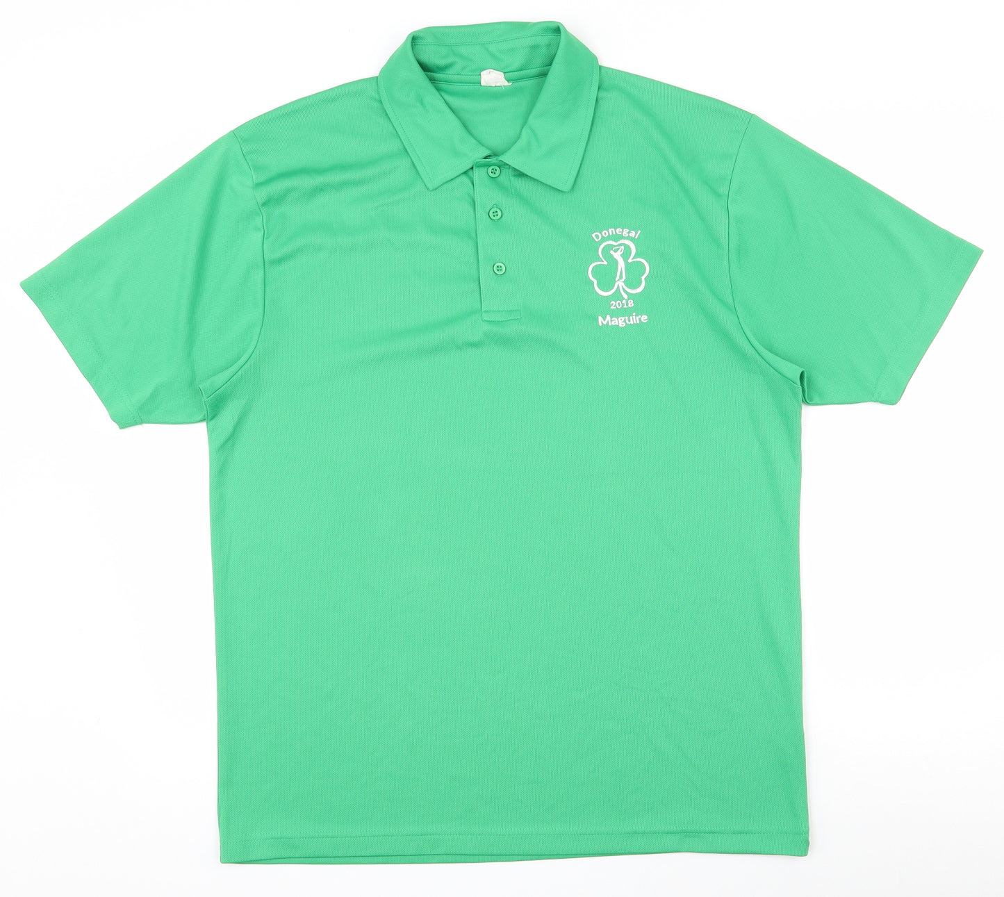 Awdis Mens Green  100% Polyester  Polo Size L Collared Pullover