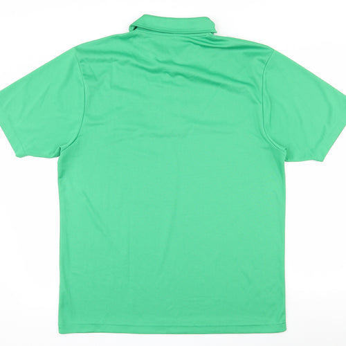 Awdis Mens Green  100% Polyester  Polo Size L Collared Pullover