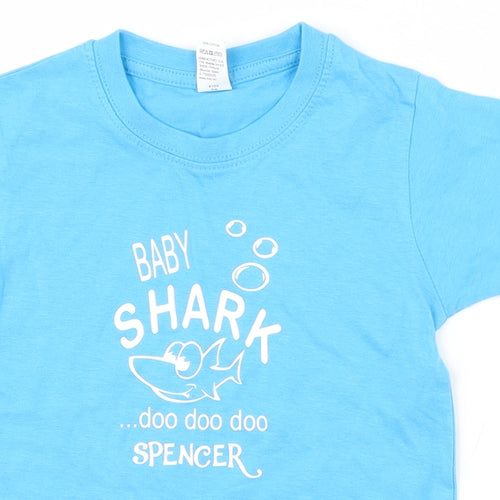 Roly Boys Blue  100% Cotton Pullover T-Shirt Size 3-4 Years Crew Neck Pullover