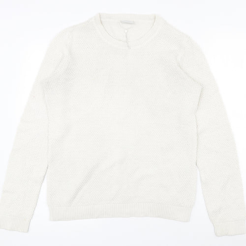 VILA Womens White Round Neck  Acrylic Pullover Jumper Size L