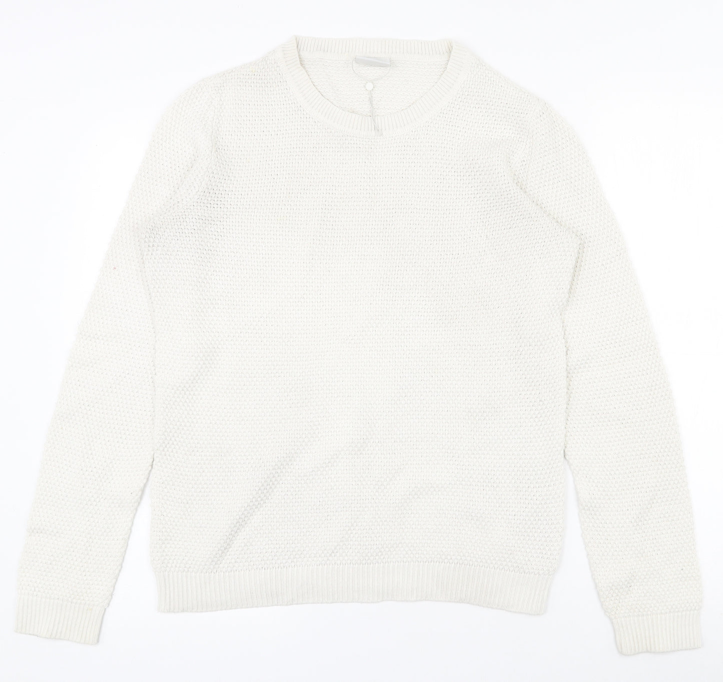 VILA Womens White Round Neck  Acrylic Pullover Jumper Size L