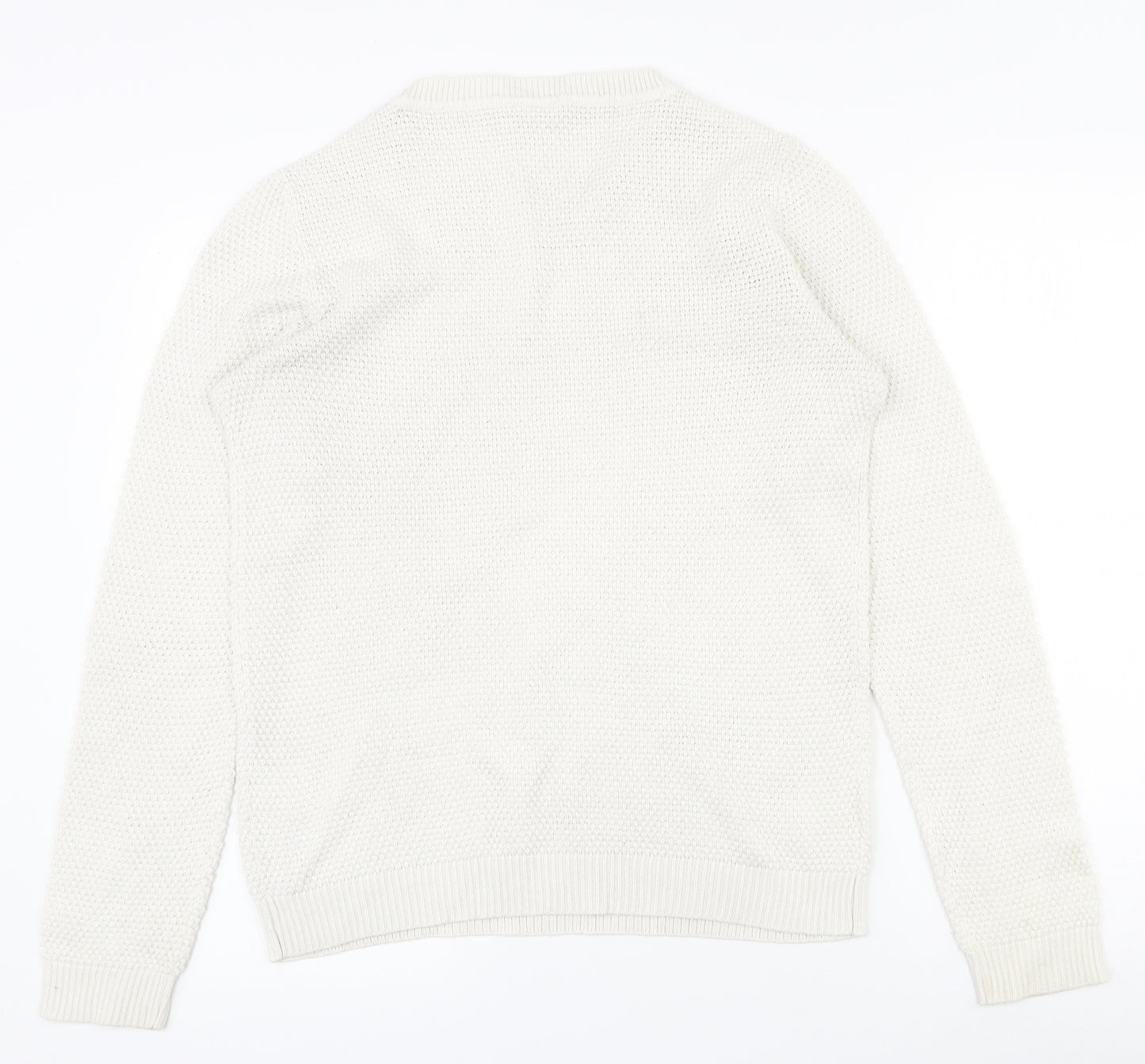 VILA Womens White Round Neck  Acrylic Pullover Jumper Size L
