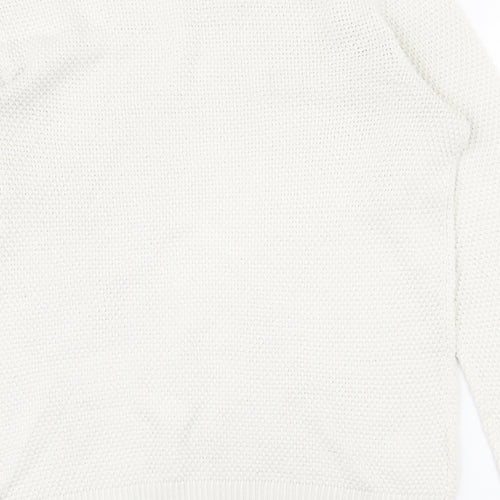 VILA Womens White Round Neck  Acrylic Pullover Jumper Size L