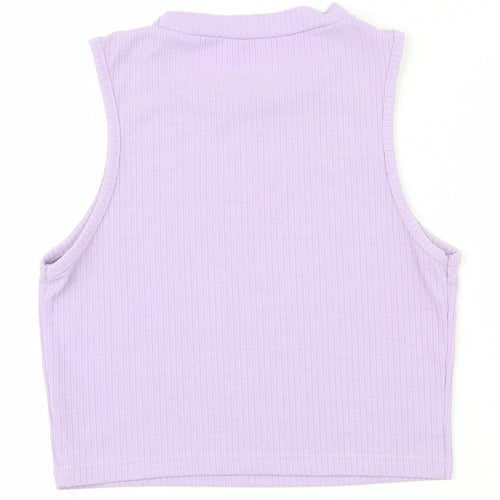 SheIn Womens Purple Houndstooth Cotton Basic Tank Size S Round Neck - Cropped
