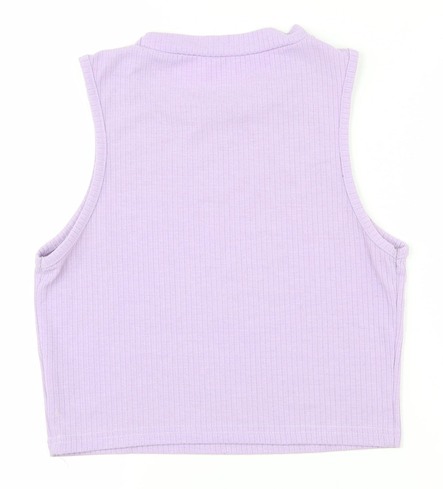 SheIn Womens Purple Houndstooth Cotton Basic Tank Size S Round Neck - Cropped