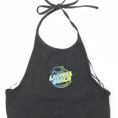 H&M Womens Black  Cotton Basic Tank Size S Halter - Cropped