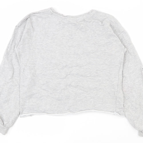 Matalan Girls Grey  Cotton Pullover Sweatshirt Size 13 Years  Pullover - Cropped