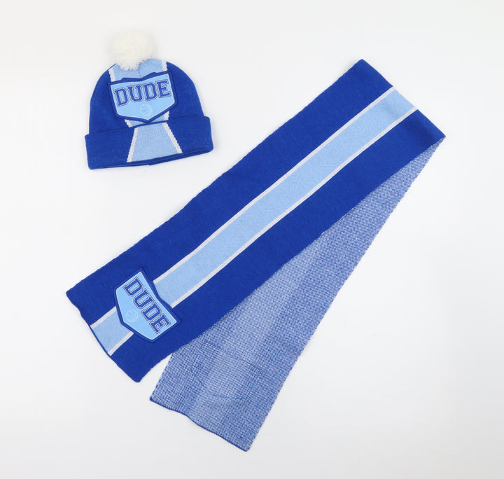 Preworn Boys Blue Striped Acrylic Beanie One Size - Dude Basketball