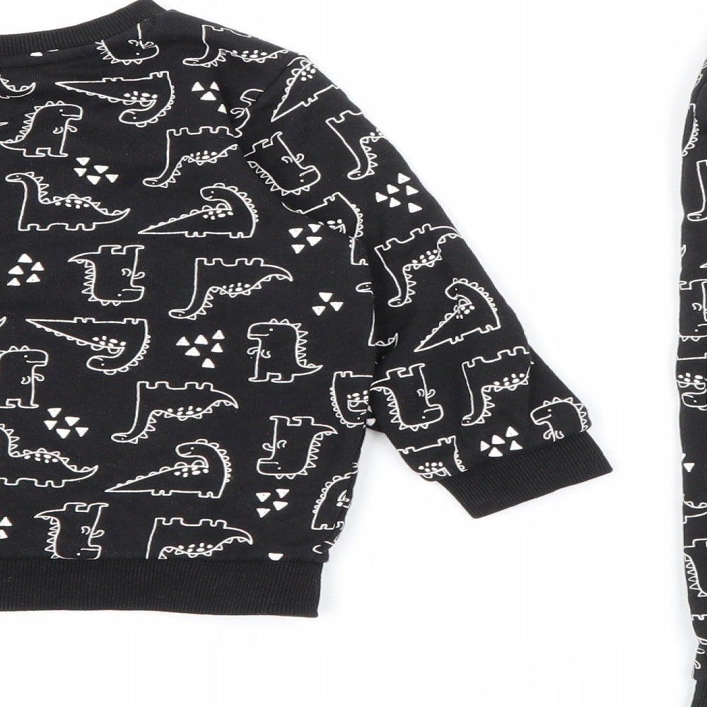Matalan Boys Black Geometric Cotton Pullover Sweatshirt Size 3-4 Years   - Dinosaur