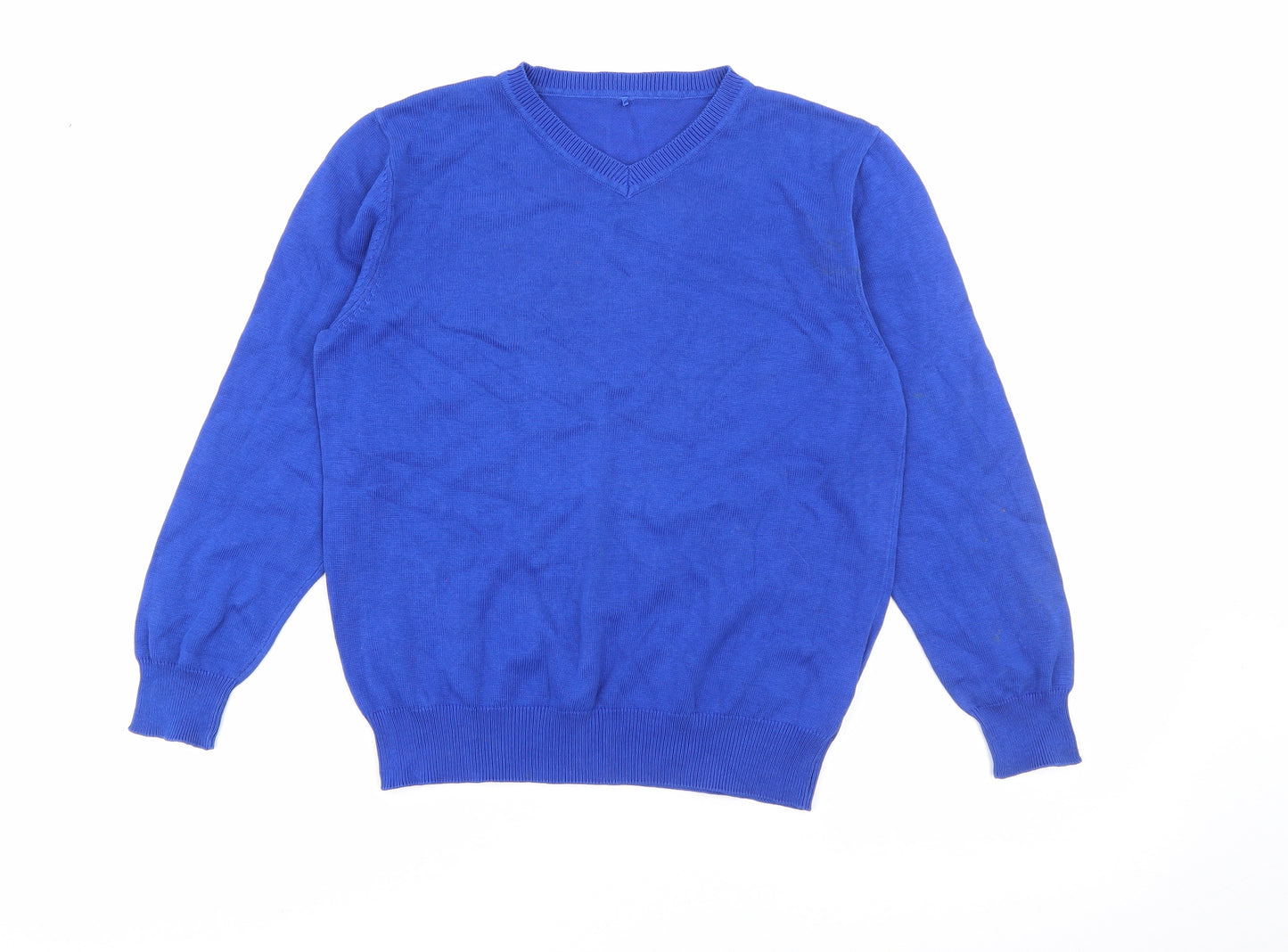 George Boys Blue V-Neck  Cotton Pullover Jumper Size 8-9 Years