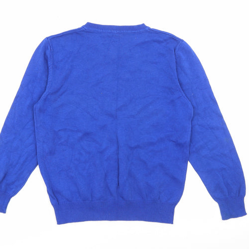 George Boys Blue V-Neck  Cotton Pullover Jumper Size 8-9 Years
