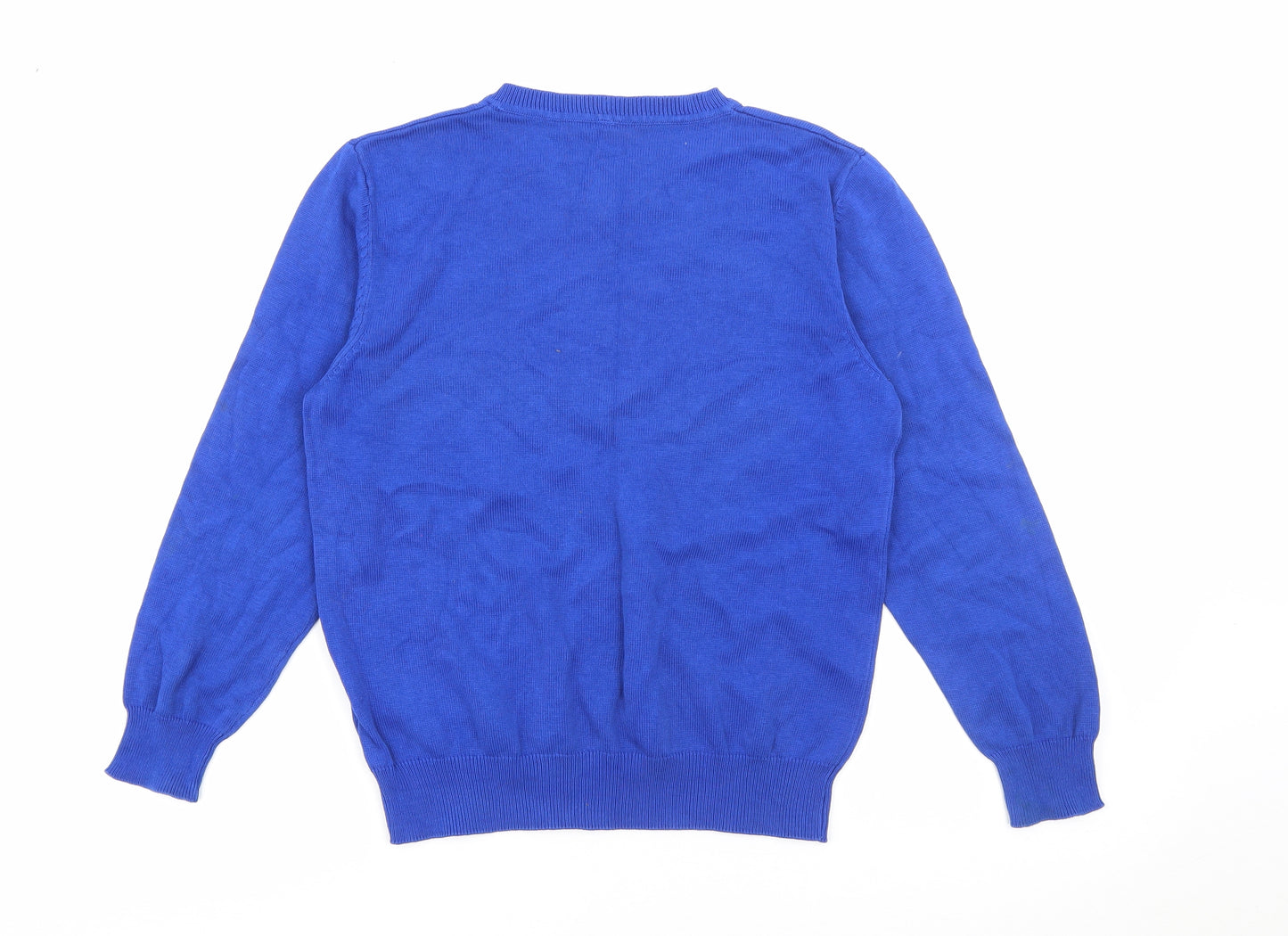 George Boys Blue V-Neck  Cotton Pullover Jumper Size 8-9 Years