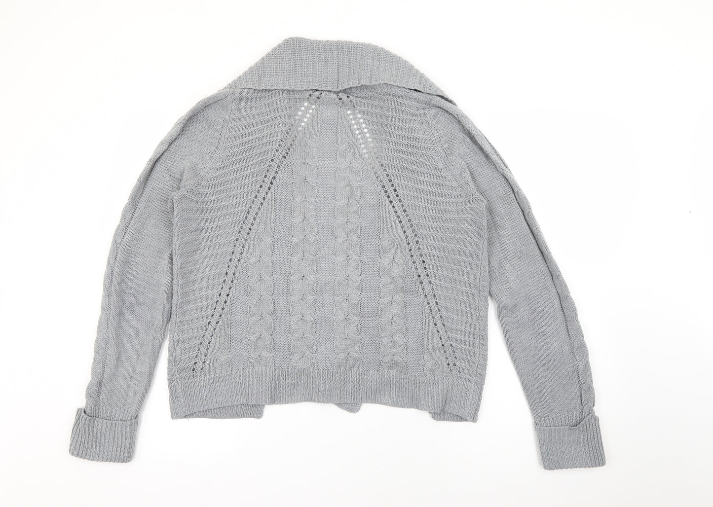 Marks and Spencer Womens Grey Collared  Acrylic Cardigan Jumper Size 14