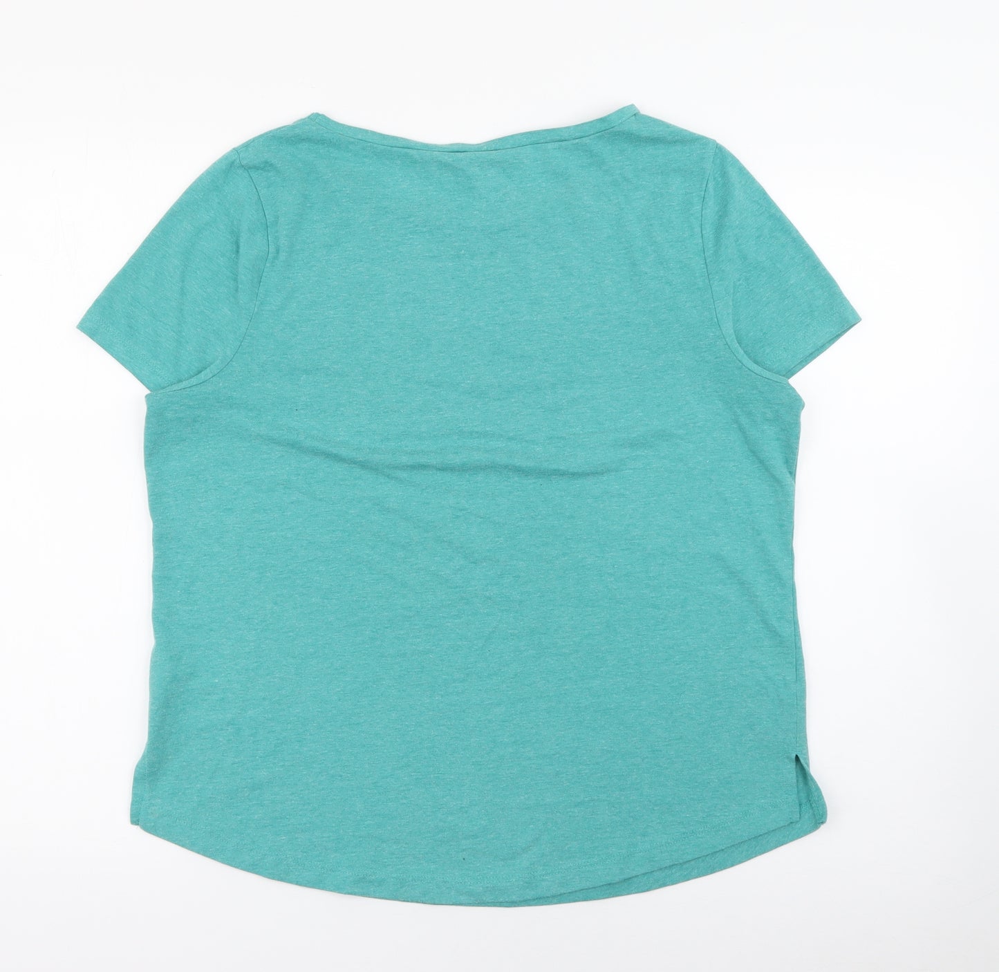 TU Womens Green  Polyester Basic T-Shirt Size 12 Scoop Neck