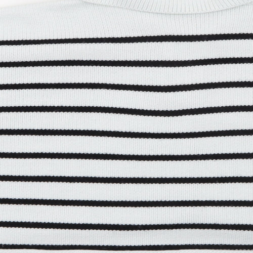 George Womens Blue Collared Striped Acrylic Pullover Jumper Size M