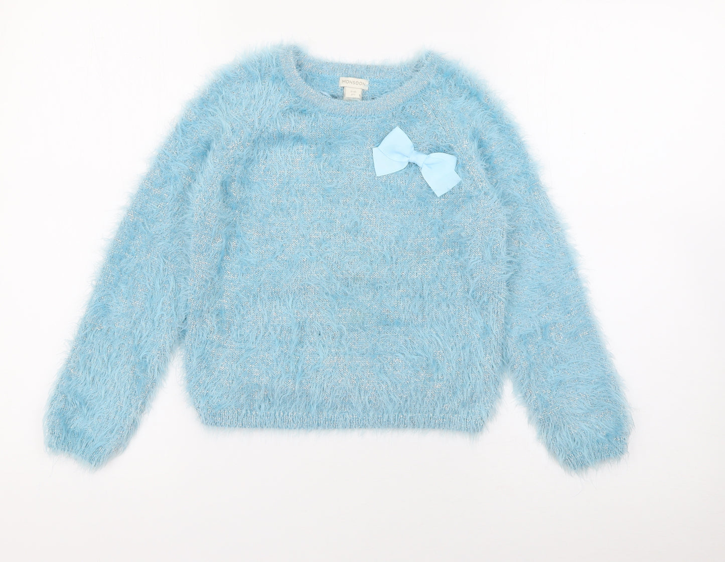 Monsoon Girls Blue Crew Neck  Nylon Pullover Jumper Size 9-10 Years   - Sparkle